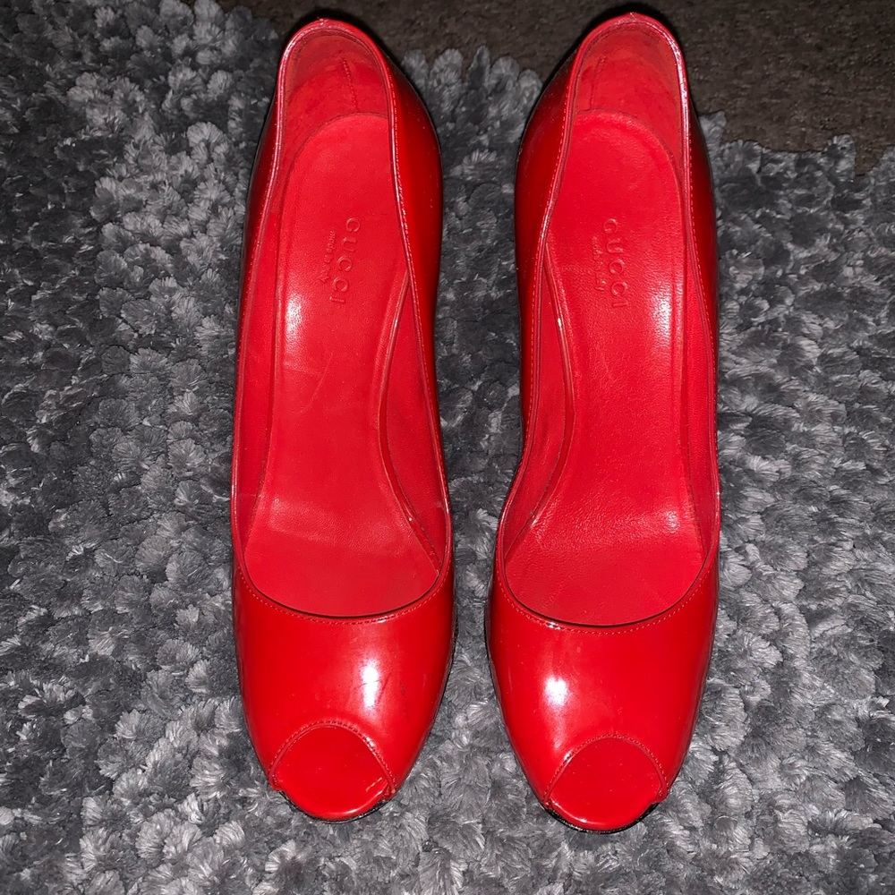 Authentic Red Gucci Wedges